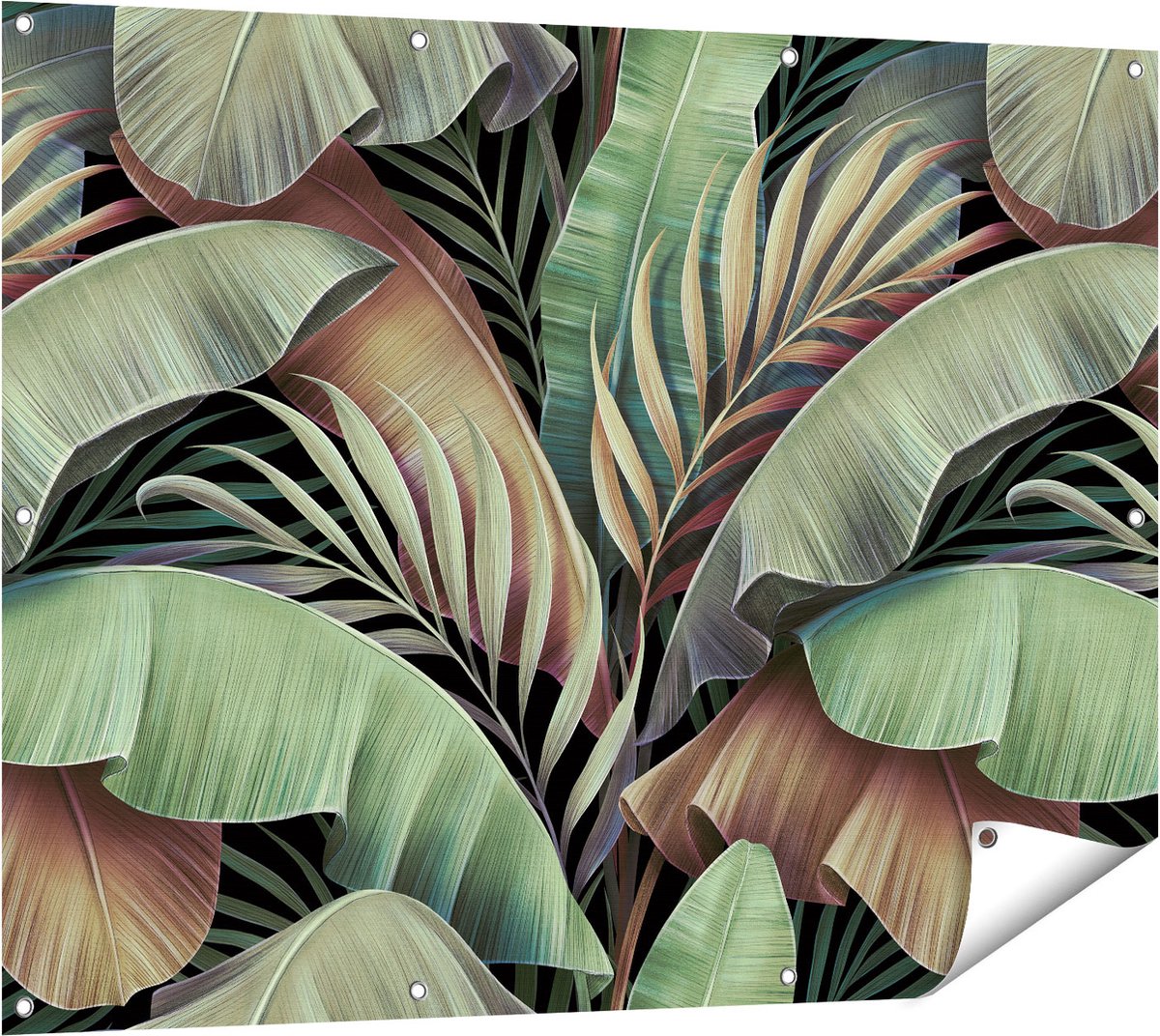 Gards Tuinposter Tropische Bladeren - 120x90 cm - Tuindoek - Tuindecoratie - Wanddecoratie buiten - Tuinschilderij Multikleur