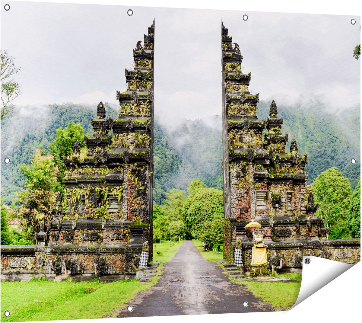 Gards Tuinposter Tempel Poort in Bali - 120x90 cm - Tuindoek - Tuindecoratie - Wanddecoratie buiten - Tuinschilderij Multikleur