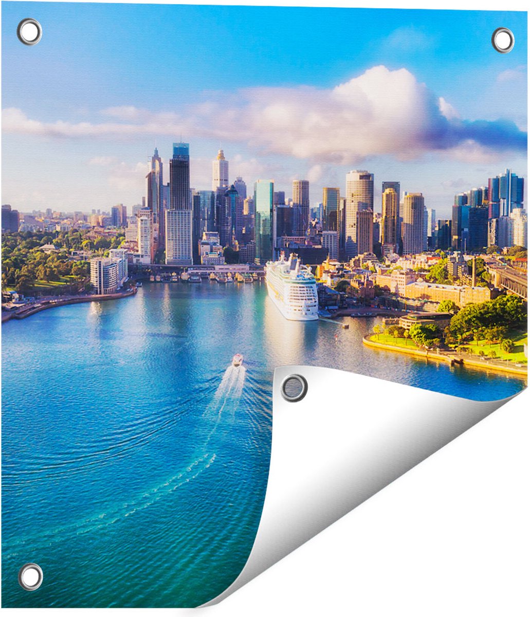 Gards Tuinposter Sydney Stad bij de Haven - 40x40 cm - Tuindoek - Tuindecoratie - Wanddecoratie buiten - Tuinschilderij Multikleur