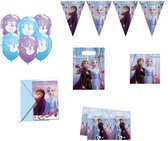 Disney - Frozen - Feestpakket - Versiering - Verjaardag - Kinderfeest - Ballonnen - Vlaggenlijn - Tafelkleed – Uitdeelzakjes - Uitnodiging kaarten - Servetten.