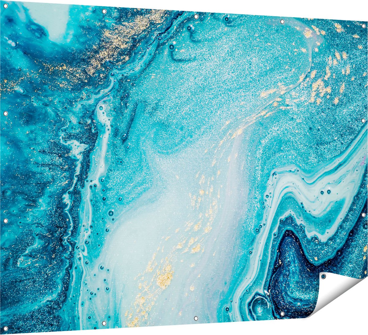 Gards Tuinposter Abstracte Kunst Blauwe Oceaan - 160x120 cm - Tuindoek - Tuindecoratie - Wanddecoratie buiten - Tuinschilderij Multikleur