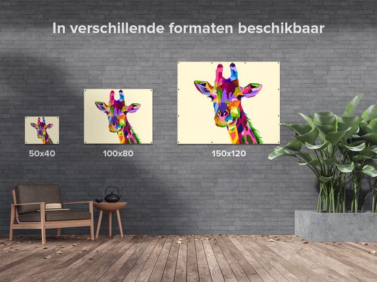 Affiche de jardin Gards Girafe colorée - Abstrait - 50x40 cm - Toile de jardin - Décoration de jardin - Décoration murale extérieure - Tableau de jardin
