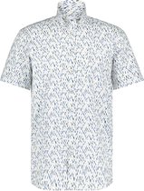 State of Art - Short Sleeve Overhemd Print Blauw - Heren - Maat M - Regular-fit