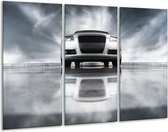 GroepArt - Schilderij -  Audi - Wit, Grijs, Zwart - 120x80cm 3Luik - 6000+ Schilderijen 0p Canvas Art Collectie