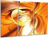GroepArt - Schilderij -  Abstract - Geel, Goud, Wit - 120x80cm 3Luik - 6000+ Schilderijen 0p Canvas Art Collectie