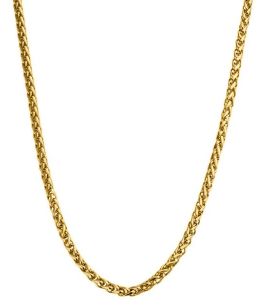 Plux Fashion Woven Ketting - Goud- 4mm/60cm - Sieraden - Gouden Ketting - Woven Chain - Stainless Steel - Ketting - HipHop ketting - Schakel Ketting - Sieraden Cadeau - Luxe Style - Duurzame Kwaliteit - Moederdag Cadeau - Vaderdag Cadeau