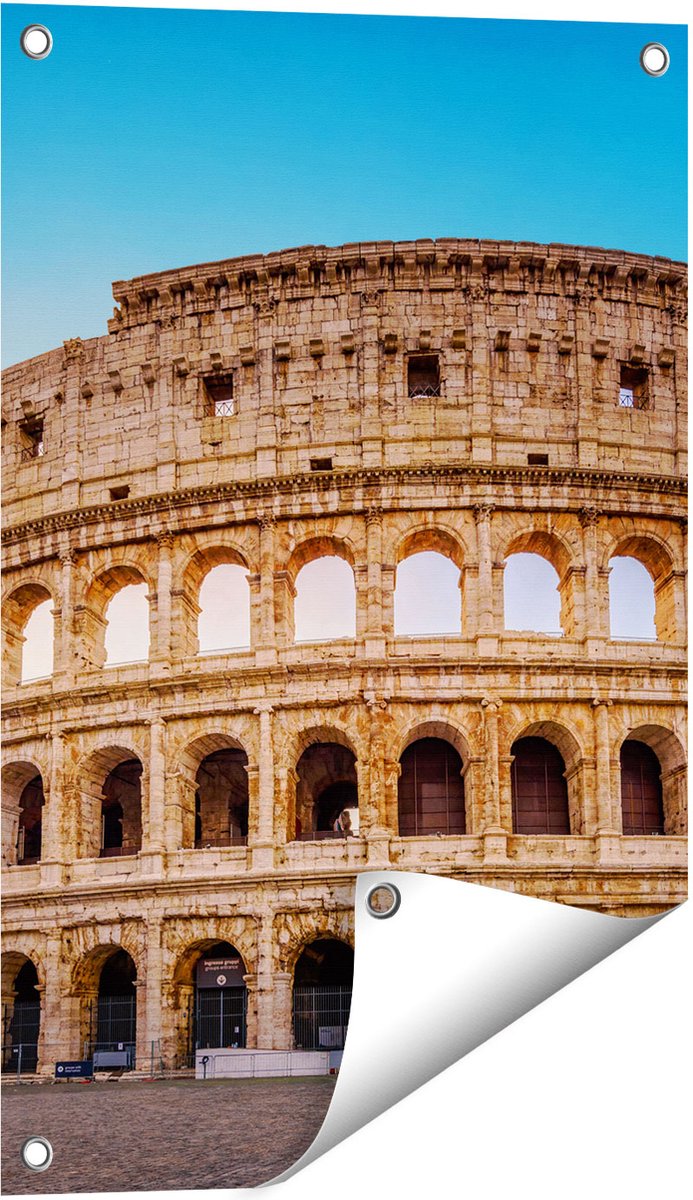 Gards Tuinposter Colosseum in Rome met de Blauwe Lucht - 40x60 cm - Tuindoek - Tuindecoratie - Wanddecoratie buiten - Tuinschilderij Multikleur