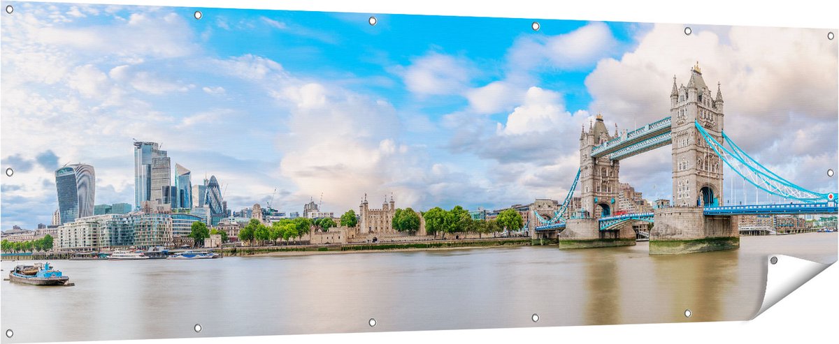 Gards Tuinposter Tower Bridge in Londen - 210x70 cm - Tuindoek - Tuindecoratie - Wanddecoratie buiten - Tuinschilderij Multikleur