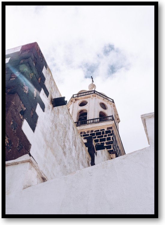 Kerk van onder - Lanzarote - Fotoposter 50x70 met Lijst