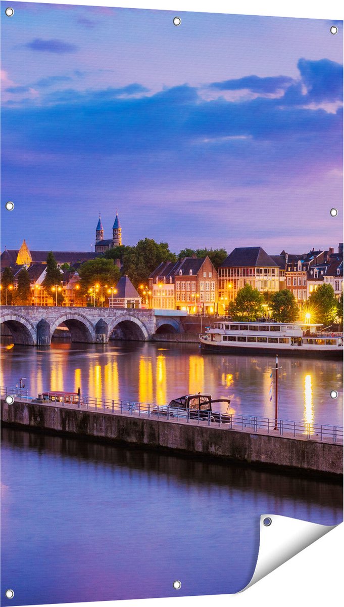 Gards Tuinposter Maastricht Maas Rivier bij de Sint Servaasbrug - 80x120 cm - Tuindoek - Tuindecoratie - Wanddecoratie buiten - Tuinschilderij Multikleur