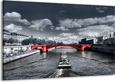 Pont de peinture sur toile | Rouge, gris | 140x90cm 1 Liège
