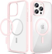 iPhone 14 Pro Max MagSafe Hoesje Roze - iPhone 14 Pro Max MagSafe Case Transparant Roze - Magsafe Hoesje iPhone 14 Pro Max - Shockproof MagSafe Hoesje iPhone 14 Pro Max - iPhone 14 Pro Max Transparant Hoesje Roze