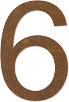 LIROdesign – Huisnummer nr. 6 XL  – Huisnummer cortenstaal – Huisnummerbord