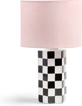 &Klevering- Retro Block Lamp - met Roze Lampenkap