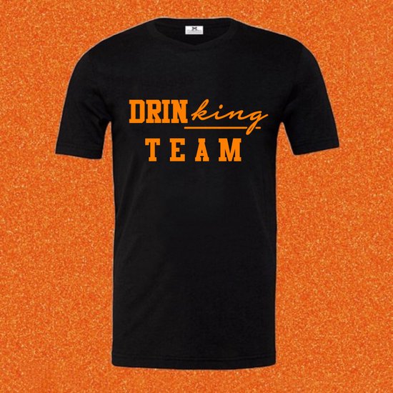 Koningsdag T-shirt dames en heren-Drinking team-Koningsdag kleding-Maat