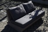 Bankje “Sauna” van Grijs Douglas hout 120cm – Antraciete kussens – relax bank – Loungebank – Lage zetel – 2 persoons – Dim grey