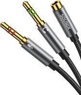Sounix Audio Splitter - 4-Pin - TRRS - Jack Aux Splitter Female naar Dubbel Male - 3,5 mm Jack Headset Microfoon Splitter