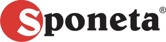 Het zwarte Sponeta logo met een rode cirkel.