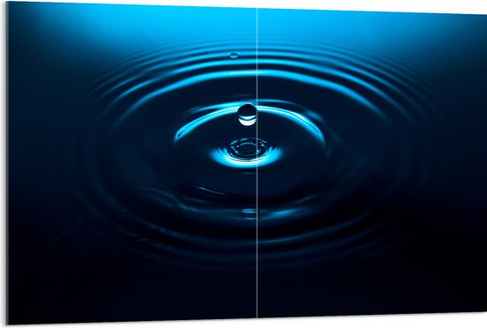 Acrylglas - Druppel Vallend op Wateroppervlak - 120x80 cm Foto op Acrylglas (Wanddecoratie op Acrylaat)