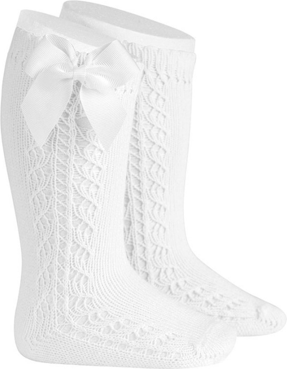 Cóndor Kniekous Side Openwork Met Strik | 2599/2 | Wit | 27-30 | Maat 6