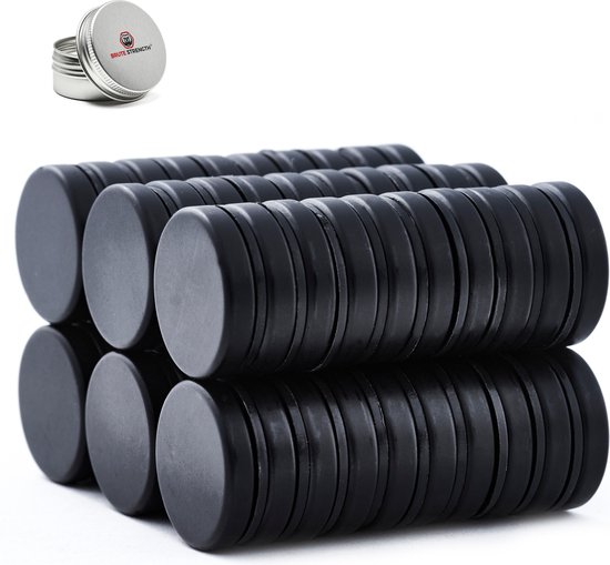Brute Strength - Super sterke magneten - Rond - 25 x 5 - 60 Stuks | Zwart - Let op:... | bol.com