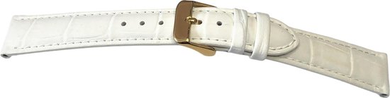 Bracelet de montre-20mm-cuir véritable-blanc-fourré-croco-boucle couleur or souple-20mm
