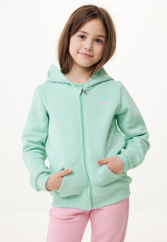 Zip Through Hoodie Meisjes - Licht Groen - Maat 110-116