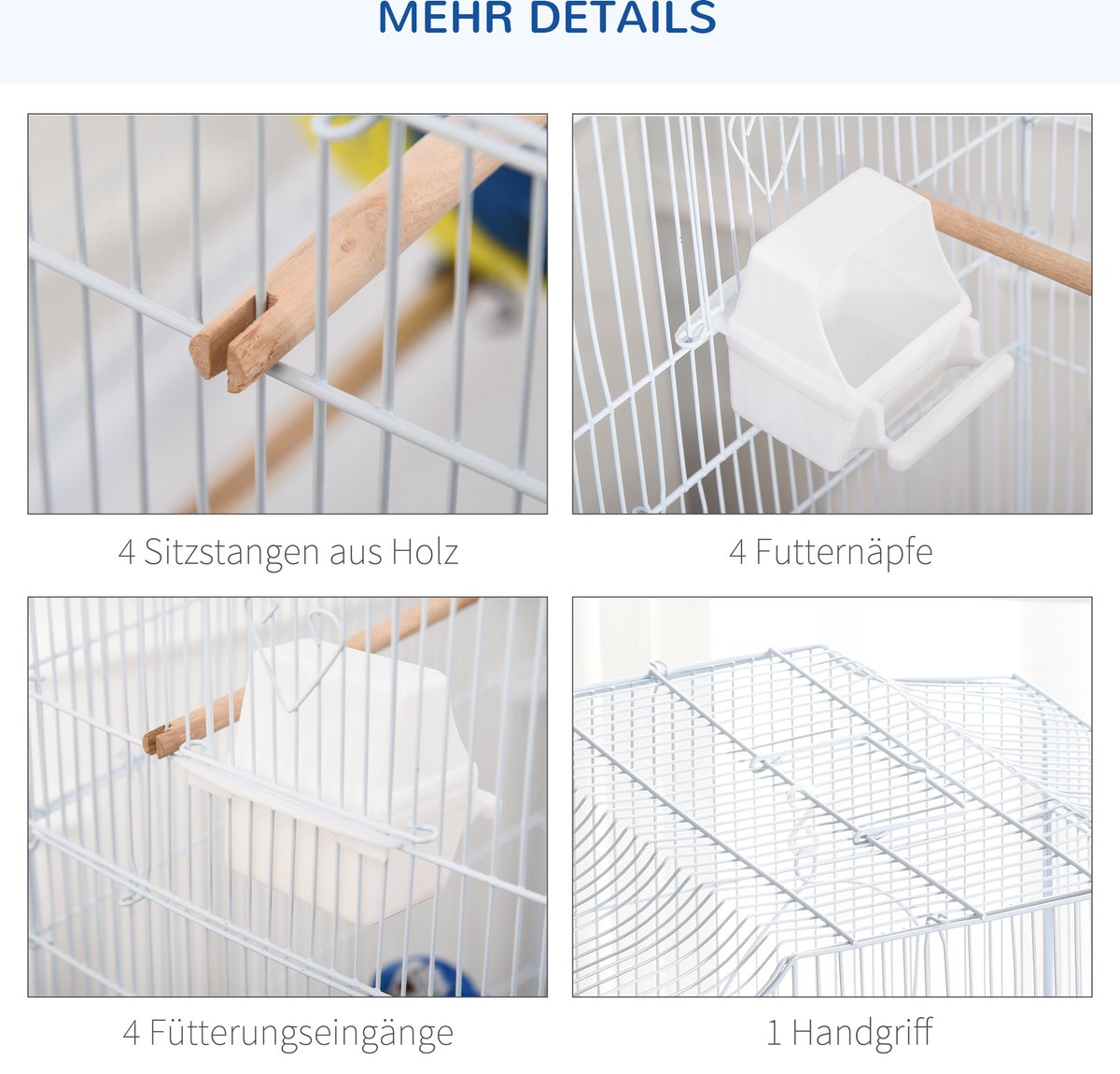 Volière met puntdak en zwenk-wielen ( binnen volière