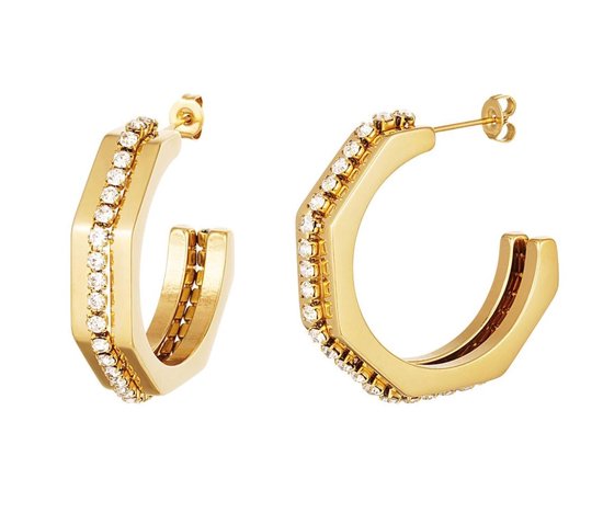 Jewels by Jenty | Oorbellen met zirkonen details | Yehwang | goud | extra details | chic