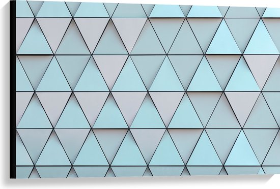 Canvas - Geometrisch Ruit Patroon in Blauwe Kleur - 90x60 cm Foto op Canvas Schilderij (Wanddecoratie op Canvas)