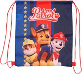 Paw Patrol Chase gymtas/rugzak/rugtas voor kinderen - blauw/rood - polyester - 40 x 35 cm