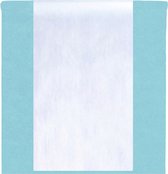 Feest tafelkleed met tafelloper op rol - lichtblauw/wit - 10 meter