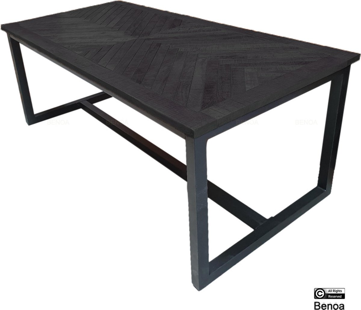 Benoa Eettafel Jax visgraat mangohout 200x90 cm - Zwart