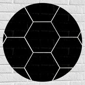 Muursticker Cirkel - Hexagon Vormen in het Wit tegen Zwarte Achtergrond - 70x70 cm Foto op Muursticker