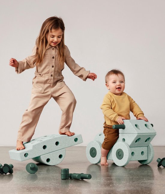 Modu Dreamer Kit - Zachte blokken - 33 onderdelen - Open Ended speelgoed - Speelgoed 1 -2-3 jaar - Ocean Mint / Forest Green