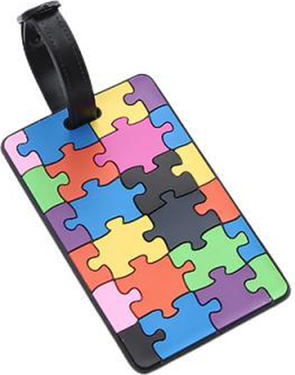 Bol.com Kofferlabel - Bagagelabel - Koffer - Siliconen - Puzzelpatroon aanbieding