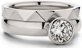 Jonline Schitterende Zilveren Ring met Zirkonia Steen inclusief aanschuifring 18.00 mm. (maat 57)