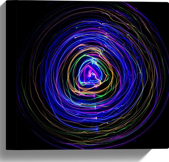 Canvas - Neon kleurige Cirkels in het Blauw, Groen, Paars en Oranje - 30x30 cm Foto op Canvas Schilderij (Wanddecoratie op Canvas)