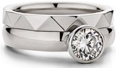 Jonline Schitterende Zilveren Ring met Zirkonia Steen inclusief aanschuifring 18.50 mm. (maat 58)