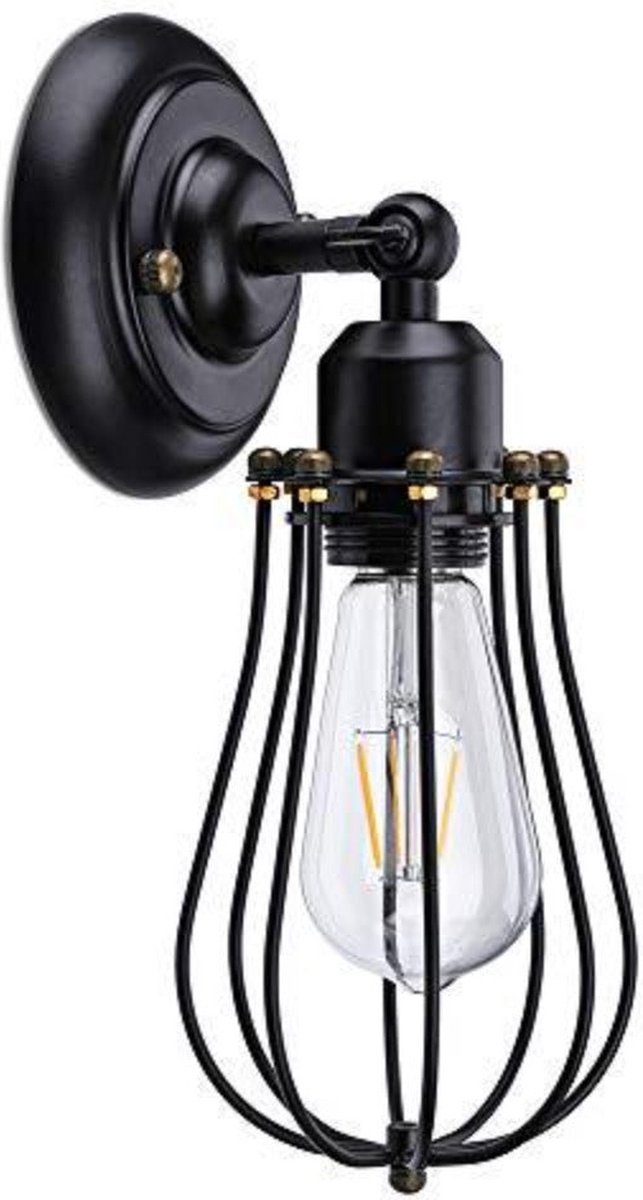 Industriële wandlamp, verstelbare retro metalen wandlamp, zwarte E27 lampenkap wandlamp, vintage rustieke interieur armatuur, voor kamer keuken loft koffie