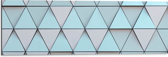 Dibond - Geometrisch Ruit Patroon in Blauwe Kleur - 90x30 cm Foto op Aluminium (Met Ophangsysteem)