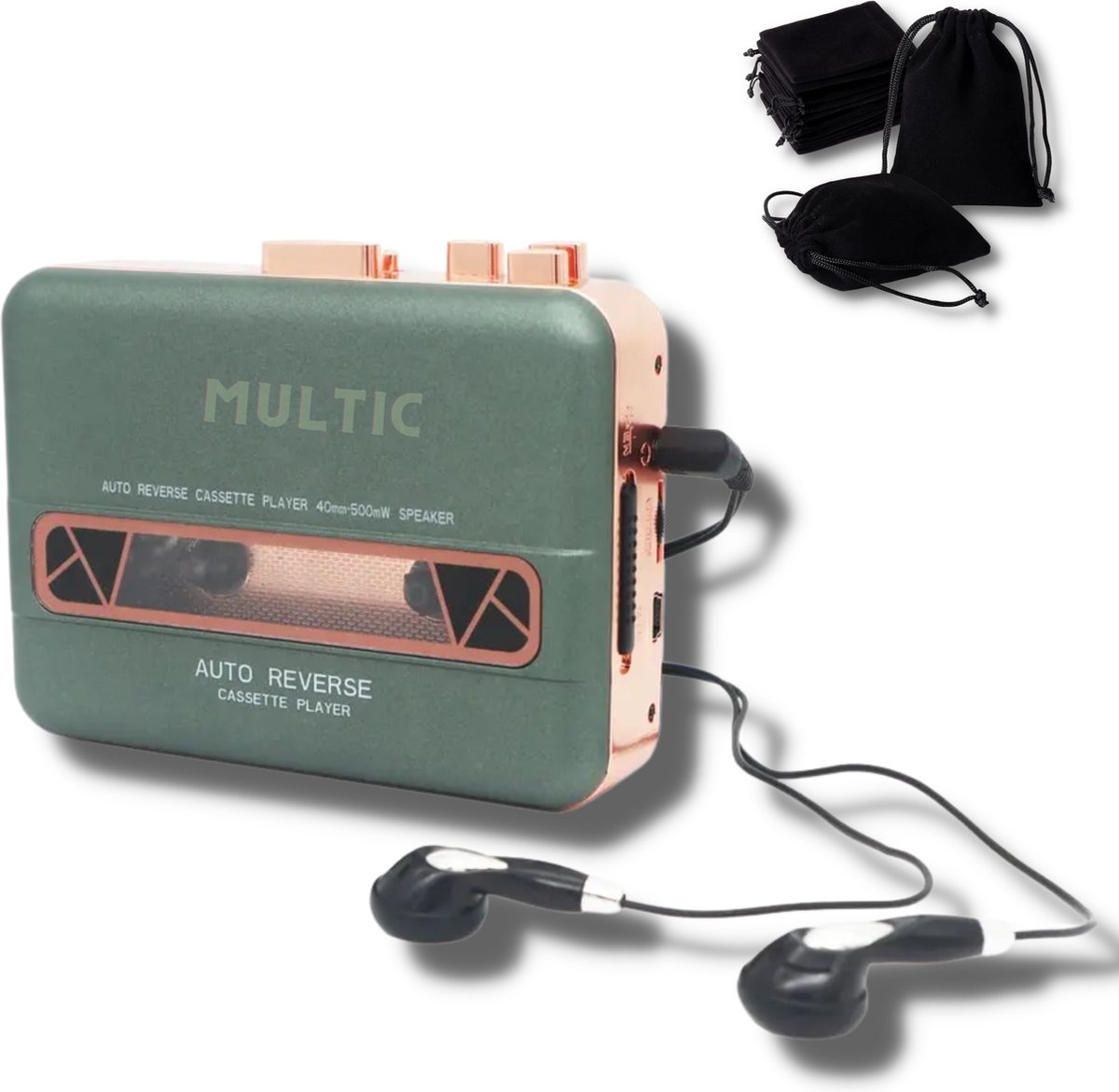 Lecteur de cassettes portable avec émetteur et haut-parleur Bluetooth