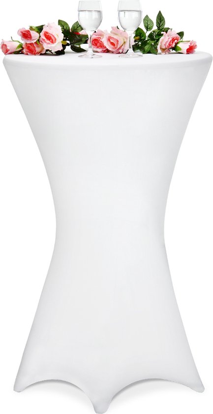 Jupe de table debout - 5 Pièces Ø 60-65cm Stretch - Wit