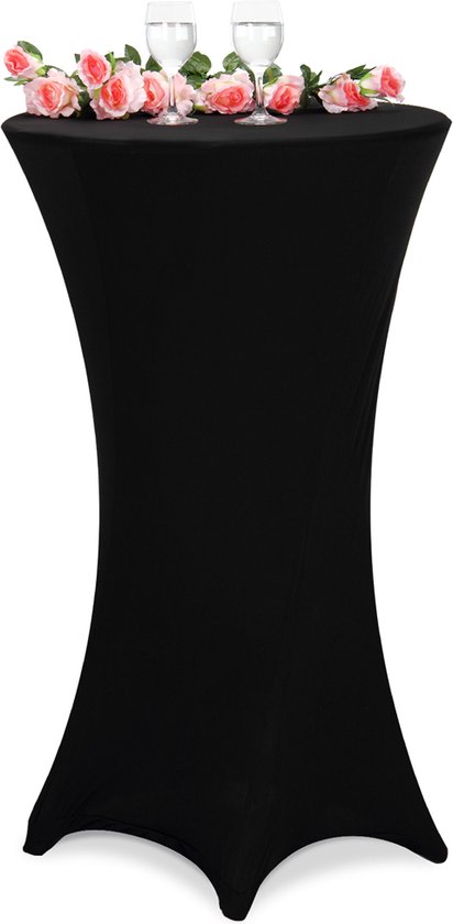 Jupe de table debout – 5 Pièces Ø 60-65cm Stretch - Zwart