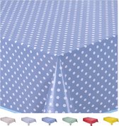 Wasdoek tafelkleed afwasbaar vierkant 140 x 240 cm kleine stippen blauw grijs