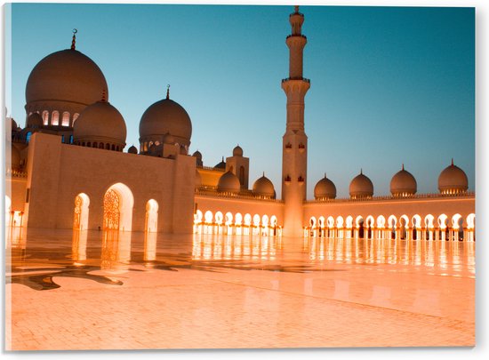 Acrylglas - Vooraanzicht van de Sjeik Zayed-moskee in Abu Dhabi - 40x30 cm Foto op Acrylglas (Wanddecoratie op Acrylaat)