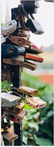 Poster Glanzend – Sloten Hangend aan Brug - 30x90 cm Foto op Posterpapier met Glanzende Afwerking