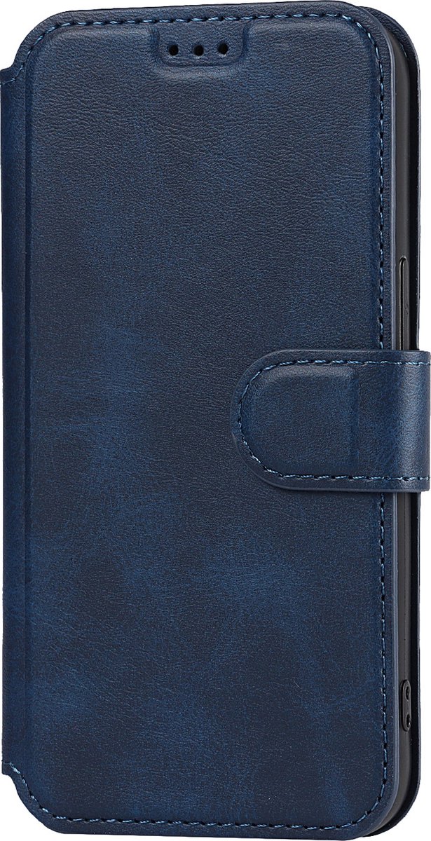 Bookcase Geschikt voor Apple iPhone 14 Pro - Donkerblauw - Pasjeshouder - Portemonnee