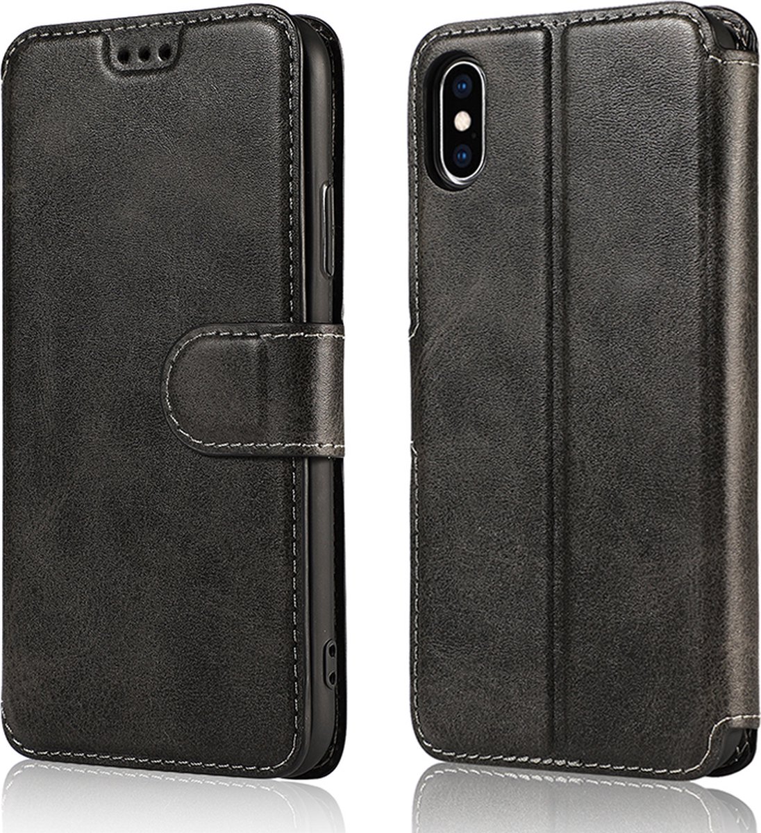 Bookcase Geschikt voor Apple iPhone X / XS - Zwart - Pasjeshouder - Portemonnee