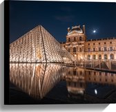 Canvas - Verlicht Louvre in Parijs, Frankrijk - 40x40 cm Foto op Canvas Schilderij (Wanddecoratie op Canvas)